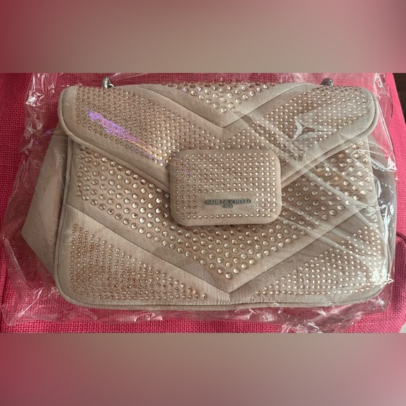 Karl Lagerfeld Pink Studded Shoulder Bag - Picture 9 of 9
